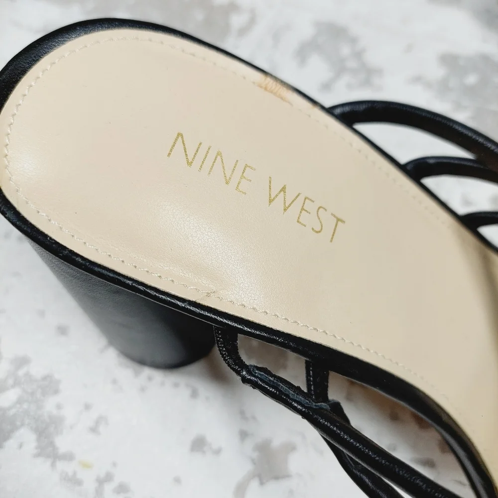 New Nine West Womens Getcha 3 Faux Leather Slip On Heels C67 - Picture 9 of 12